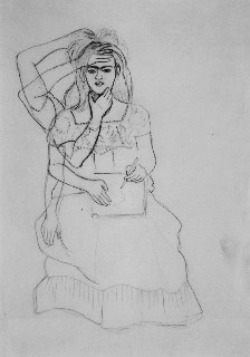 Selbstporträt, Zeichnung 1937 Frida Kahlo