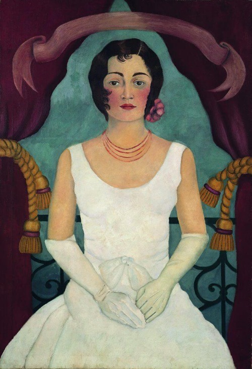 Porträt einer Frau in Weiß 1930 Frida Kahlo