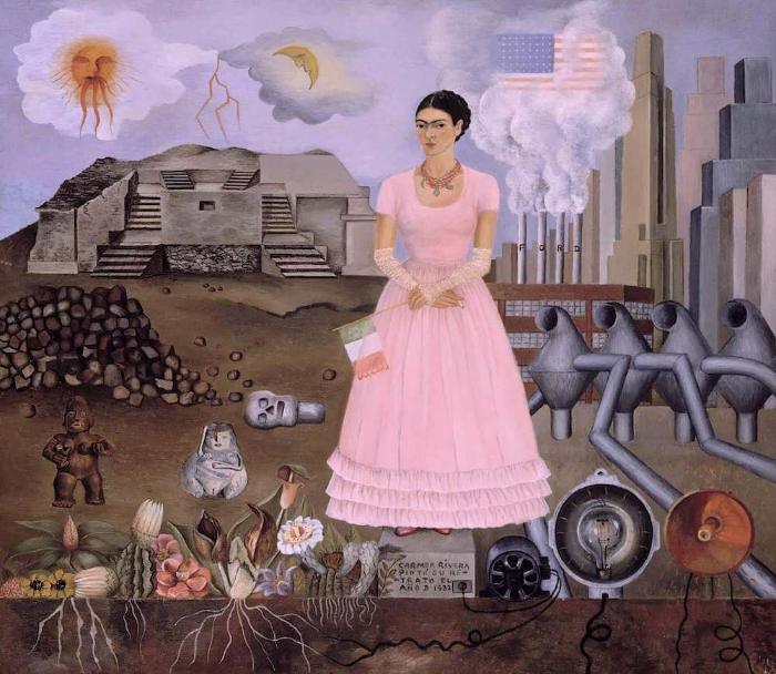 Auto-retrato na fronteira entre o México e os Estados Unidos 1932 Frida Kahlo