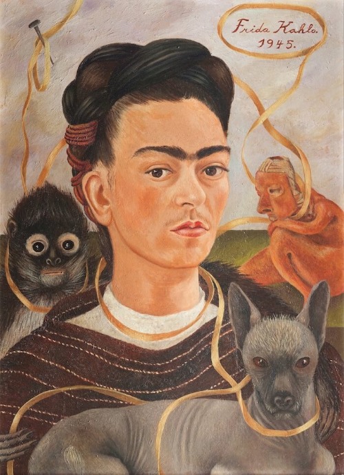 Self Portrait with Small Monkey 1945 Frida Kahlo