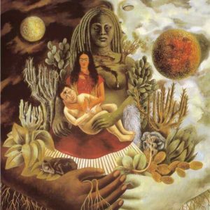 Autorretrato en la Frontera Entre El Abrazo de Amor de el Universo, la Tierra (México), Yo, Diego y el Señor Xólotl 1949 Frida Kahlo