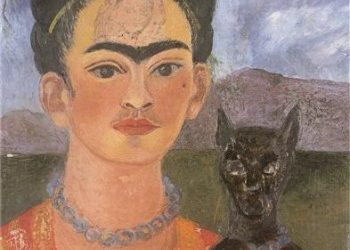 Autoportrait avec le Portrait de Diego sur la poitrine et María entre les sourcils, 1954 Frida Kahlo