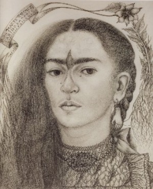 Auto-retrato dedicado a Marte R. Gomez desenhada afetuosamente 1946 Frida Kahlo
