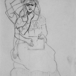 Autorretrato, dibujando, 1937 Frida Kahlo