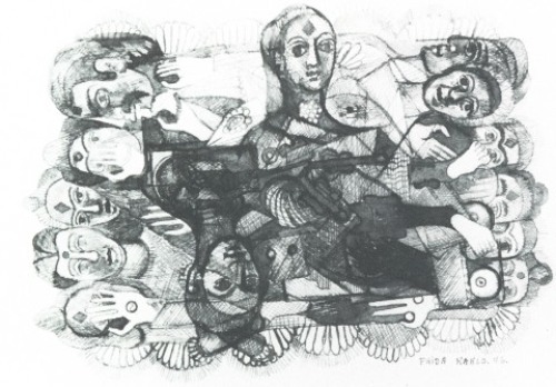 Sin título dibujo en una carta a Alejandro Gómez Arias, 1946 Frida Kahlo